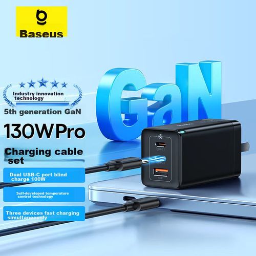 Cargador Baseus 130W GaN Negro