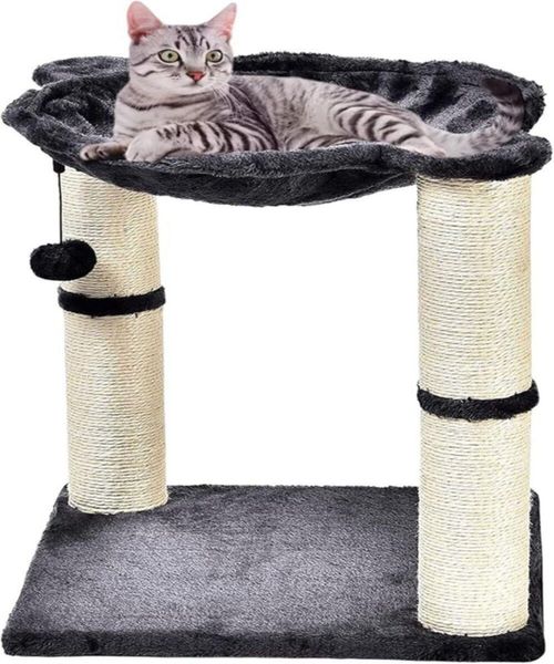 Rascador para Gatos Bluelander Gris 50 cm con Hamaca y Juguete Colgante