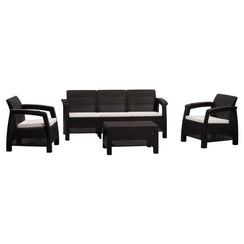 Sala Exterior Para Jardin Tipo Rattan 5 Puestos + Cojines