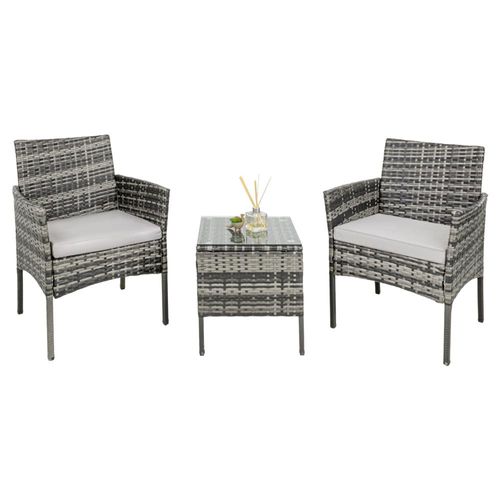 Sala Gris Para Exterior Jardin Patio Terraza 3 Pzs + Cojines