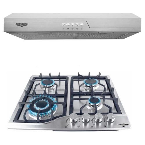 Combo Campana 60 Cm Y Parrilla Inoxidable 4 Quemadores