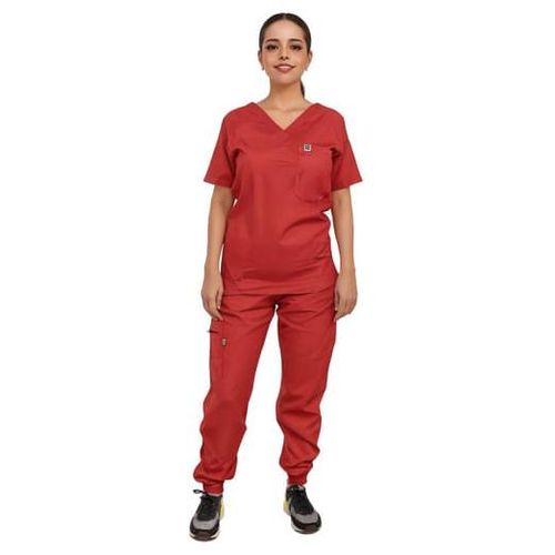 Pijama Quirurgica Uniforme Medico Jogger Mujer Algodon Rojo