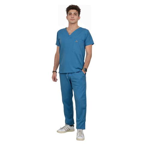 Uniforme Medico Pijama Quirurgica Hombre Recto Conjunto Azul XL