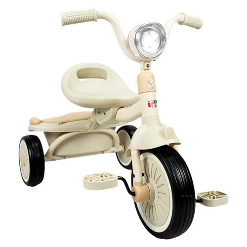 Triciclo para Niños Plegable con Luz y Sonido de 2 a 4 años - Beige