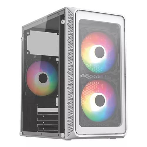 Gabinete Acteck Doom Pro Crystal GI730 blanco m-atx 600w 3xfan frgb cristal AC-939232