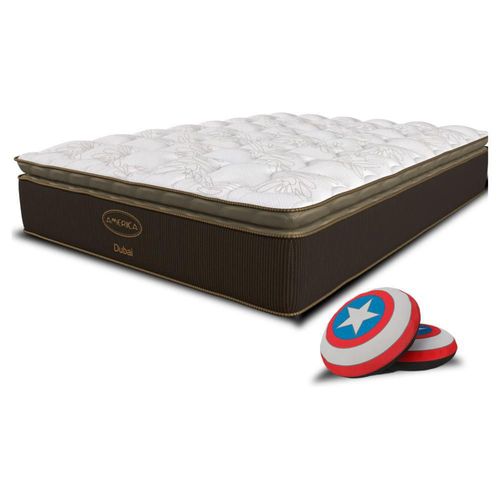 Colchon America Matrimonial Colchoneta Elegante + Cojin Super Héroe