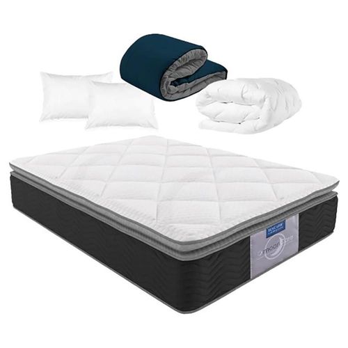 Colchón Restonic Matrimonial Ortopédic Con Protector Edredón Almohadas
