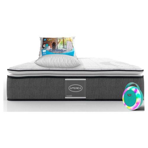 Colchón Hipoalergenico América Queen Size + Almohadas Foam + Bocina