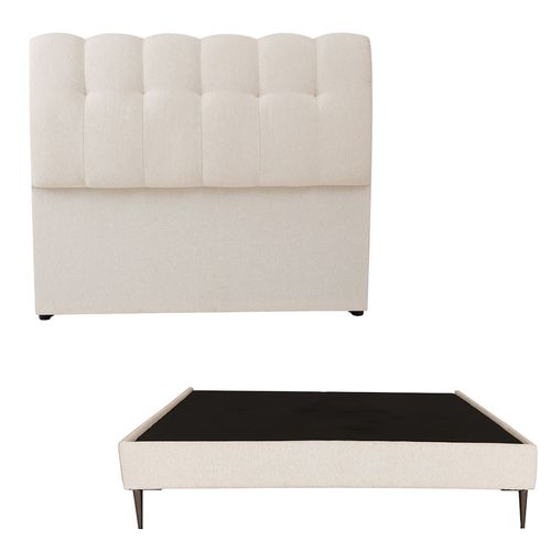 Cabecera Queen Size Dicasa Nube Beige + Base cama Slim CZD