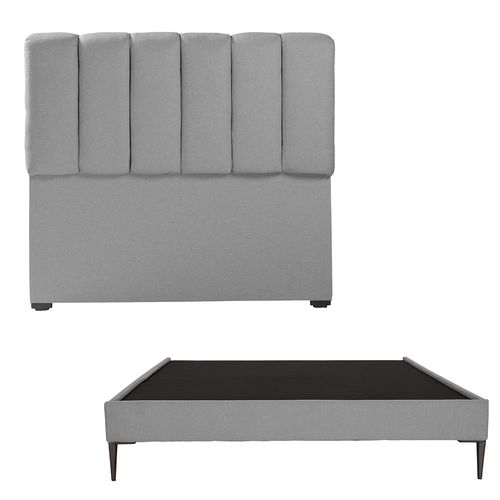 Cabecera King Size Dicasa Kami Gris Claro + Base cama Slim CZD