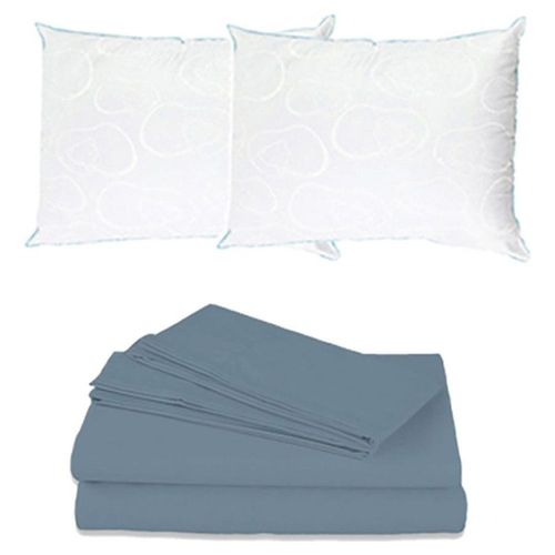 Juego de Sábanas King Size Soft Azul Acero + 2 Almohadas Osos CZD