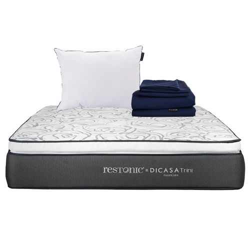 Colchón Queen Size Restonic Trini + Almohada One + Sábanas Softy  CZD