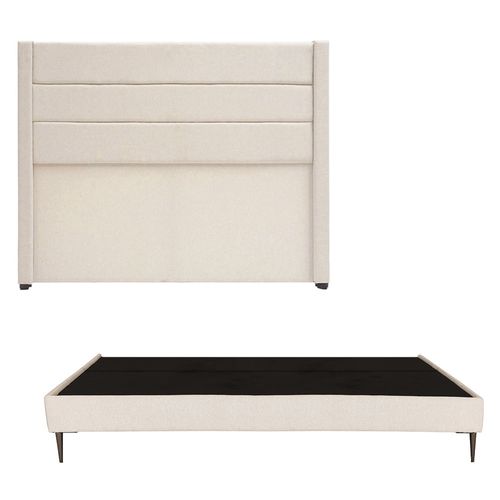 Cabecera King Size Dicasa Lugo Beige Claro + Base cama Slim CZD