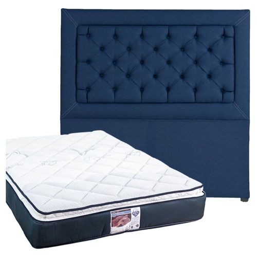 Cabecera Queen Size Dicasa Mary Azul + Colchón Spring Air Mónaco CZD