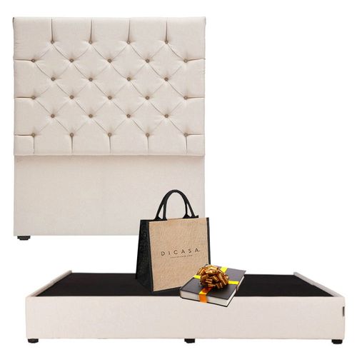 Cabecera King Size Dicasa Capri  Beige + Base cama Dicasa Colt CZD