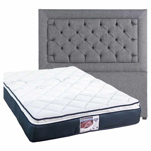 Cabecera Queen Size Dicasa Mary Gris + Colchón Spring Air Mónaco CZD