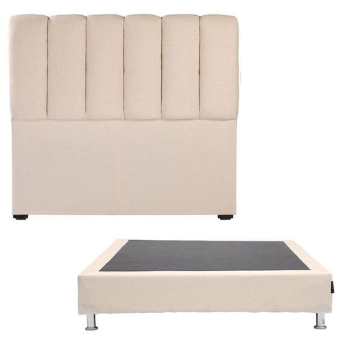 Cabecera Matrimonial Dicasa Kami Beige Claro + Box Dicasa Dolum CZD