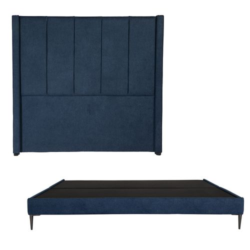Cabecera King Size Dicasa Nizza Azul Marino + Base cama Slim CZD