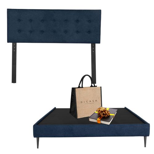Cabecera Matrimonial Dicasa Bilbao Azul + Base cama Dicasa Slim CZD