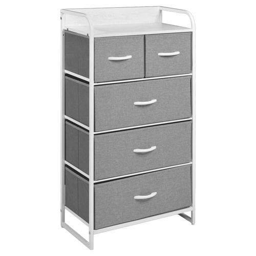 Mueble Buro Organizador Comoda 5 Cajoneras Tela Moderno Gris