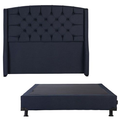 Cabecera Matrimonial Dicasa Sitka Azul Marino + Box Dicasa Orly CZD