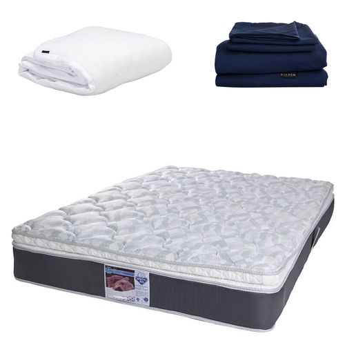 Colchón Queen Size Spring Air Marte +Protector Cloud+Sábanas Softy CZD
