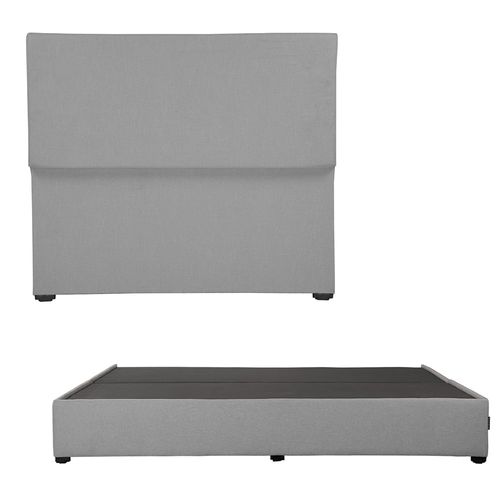 Cabecera King Size Dicasa Myko Gris + Base cama Dicasa Kuant CZD