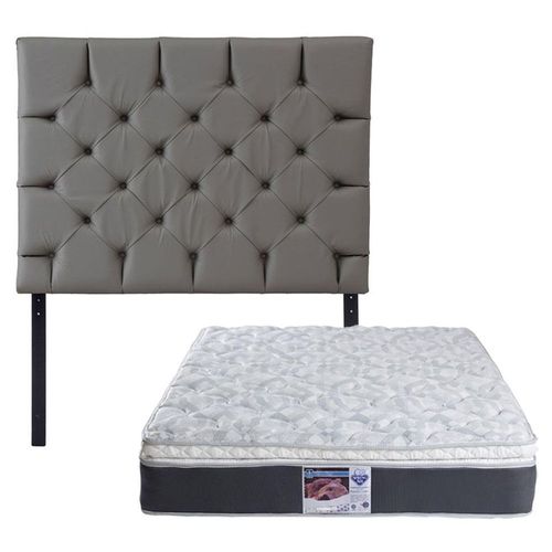 Cabecera Queen Size Dicasa Dubai Gris Oxford + Colchón Marte CZD