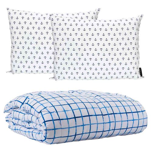 Edredón Individual Dicasa Palermo Azul + Almohadas Dicasa 2Pack CZD