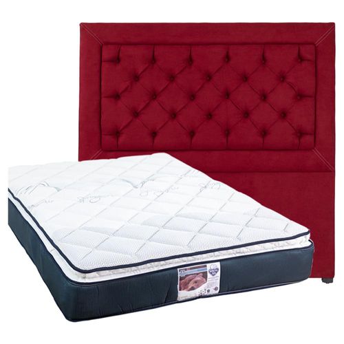 Cabecera Queen Size Dicasa Mary Rojo + Colchón Spring Air Mónaco CZD