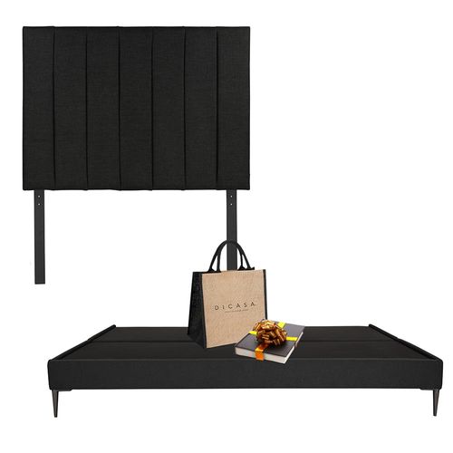 Cabecera King Size Dicasa Argos Negro + Base cama Slim CZD