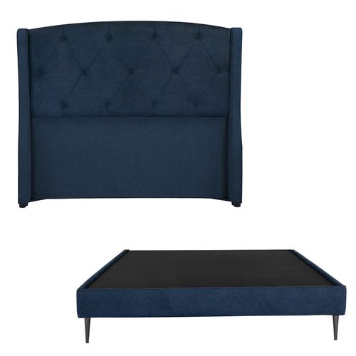 Cabecera Individual Dicasa Zefyr Azul Marino + Base cama Slim CZD
