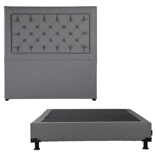 Cabecera Queen Size Dicasa Mary Gris + Box Dicasa Orly CZD