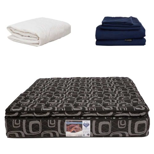 Colchón Spring Air Queen Size Morgan + Sábanas Softy + Protector CZD