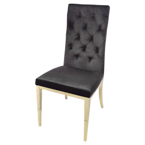 Silla Lena Capitonada Negro con Dorado