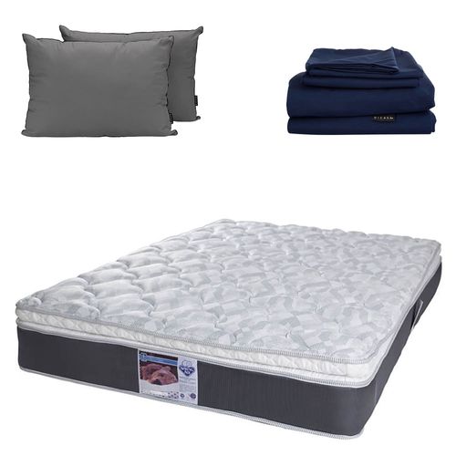 Colchón Queen Size Spring Air Marte+Almohadas 2 Pack+Sábanas Softy CZD