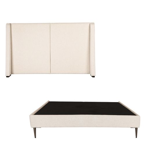 Cabecera Matrimonial Dicasa Milan Beige Claro + Base Cama Slim CZD