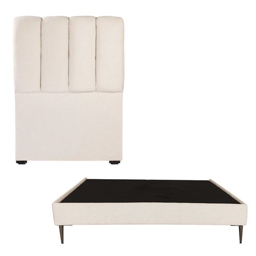 Cabecera Individual Dicasa Kami Beige Claro + Base cama Slim CZD