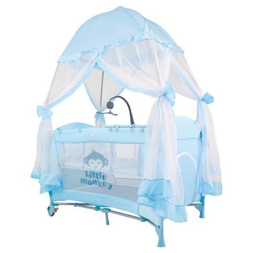 Cuna Bebes Plegable Mosquitero Cambiador Juegos Musicales Azul