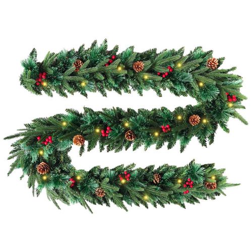 Guirnalda de Navidad Forest Decorativa Navideña 270cm con Luces LED Natural con 3 tipos de rama Decoración Realista