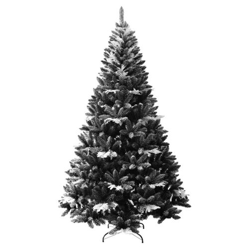 Árbol De Navidad semi Nevado Negro con ramas blancas Black Spruce Premium Material Ramas (PE) Pino Navideño 220 Cm De Alto con base de metal + maleta