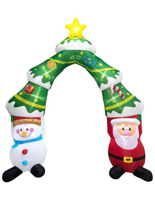 Inflable de Árbol de Navidad Arco de santa claus y mono de nieve snowman con luces led de 2.8m Artego para puerta acceso