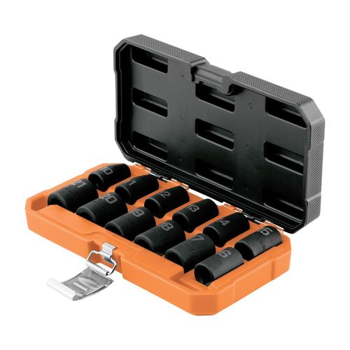 Juego de 12 dados TRUPER de impacto 6 puntas mm  JDI12X12M naranja