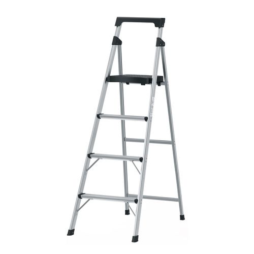Escalera tubular Truper plegable 4 peldaños aluminio 16765 plateado