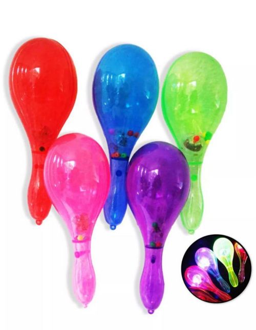 12 Maracas Led Plástico Sonaja Instrumento Batucada Fiesta