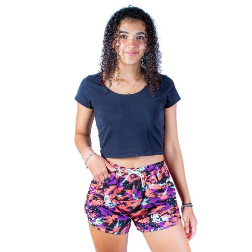 Short De Baño Estampado. Bañador Para Dama Morado Abstracto