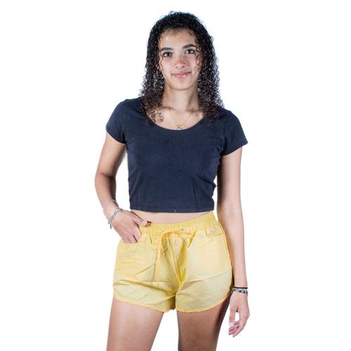 Short De Baño. Bañador Para Dama Liso Amarillo