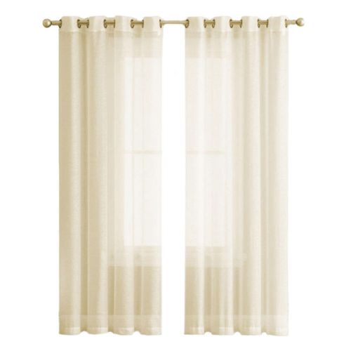 Cortina traslucida con argollas HG-CR-001724 color Beige