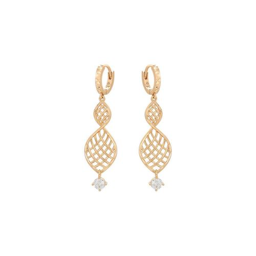 Aretes Colgantes Con Cristales Austriacos Oro 14K Laminado Dorado