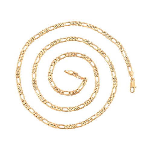 Cadena Unisex Figaro 4 MM de Grosor 50 cm Largo Oro 18K Lam Dorado